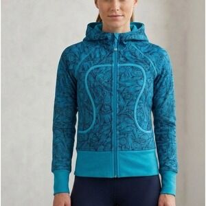 Lululemon Scuba Hoodie Full Zip Blue Swirl Pattern Graphic Jacket Womens Size 6